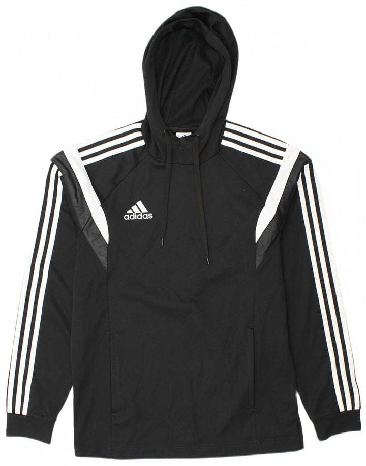 ADIDAS Mens Graphic Hoodie Jumper Small Black Polyester