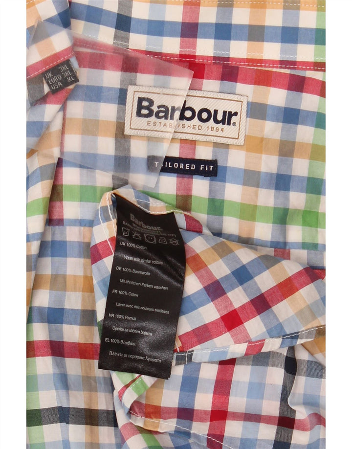 Мужская рубашка Barbour с коротким рукавом на заказ 3XL в разноцветную клетку