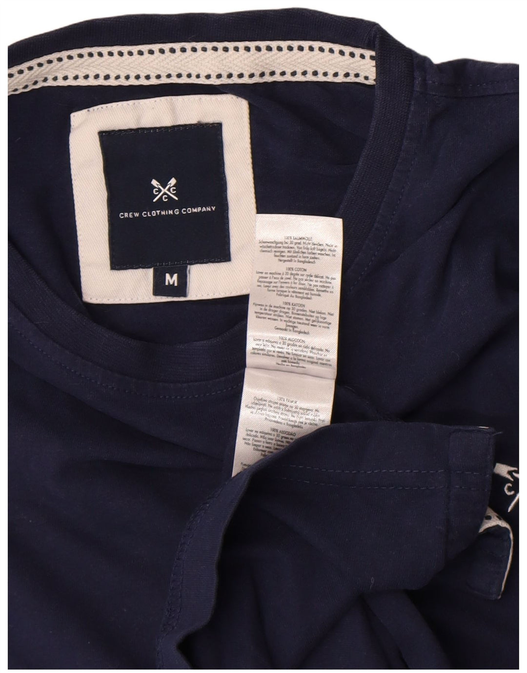 Crew Clothing Мужская футболка Верх среднего размера Темно-синий хлопок