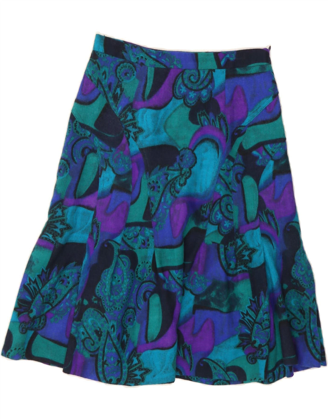 VINTAGE Womens A-Line Skirt W28 Medium Blue Paisley Vintage Vintage and Second-Hand Vintage from Messina Hembry 