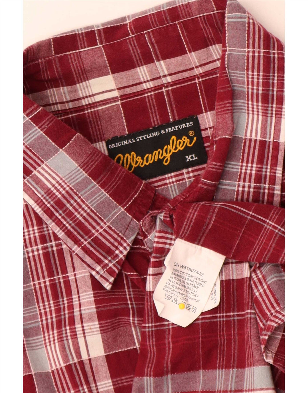 Мужская рубашка с коротким рукавом Wrangler XL, хлопковая красная клетка