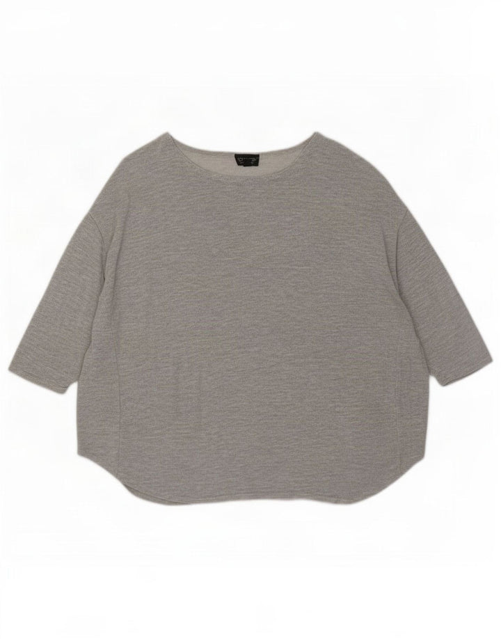 Topshop Женский топ оверсайз с рукавом 3/4, Великобритания 12, средний серый вискоза