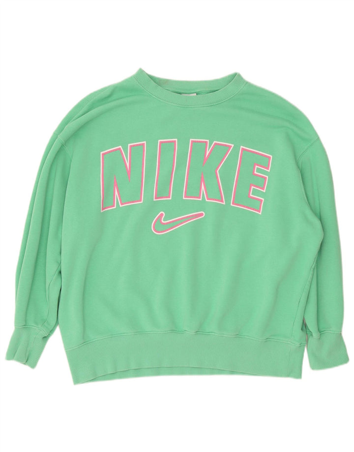 Женский спортивный костюм большого размера с рисунком Nike UK 14, хлопковый средний зеленый цвет