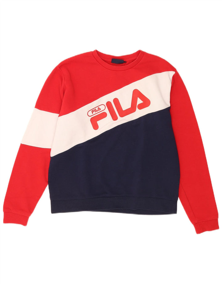 Fila Мужской свитшот с рисунком, джемпер, средний, разноцветный, хлопок с цветными блоками