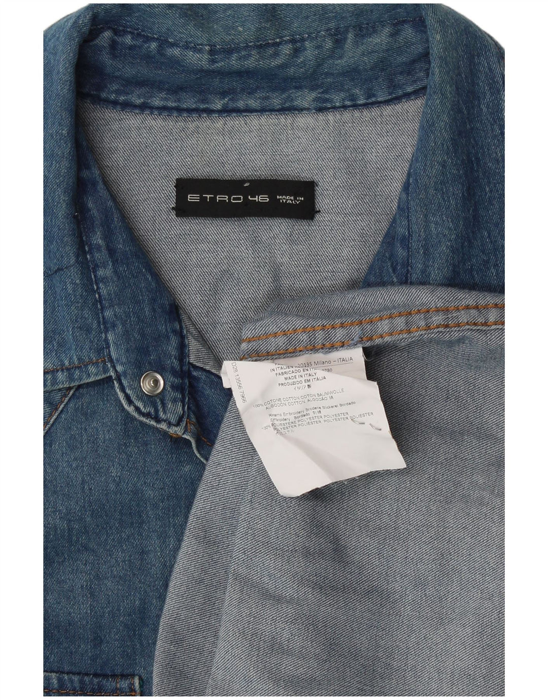 Женская джинсовая рубашка оверсайз Etro IT 46, большая синяя хлопковая рубашка с цветочным принтом