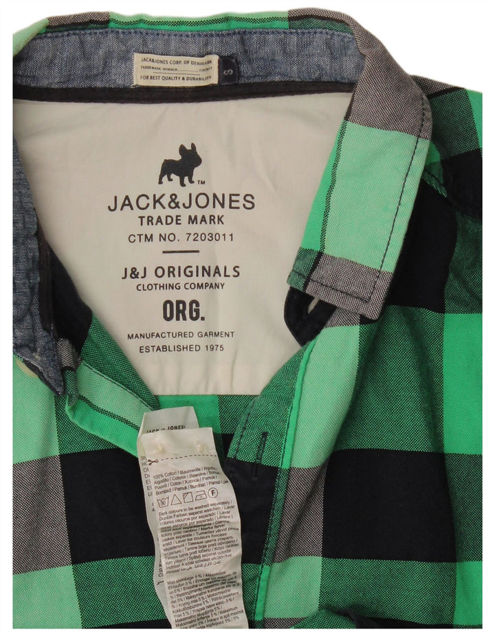 Мужская фланелевая рубашка Jack & Jones, маленькая зеленая клетка, хлопок