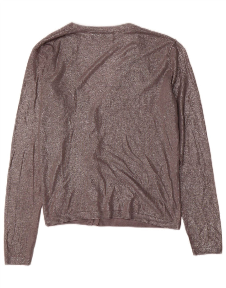 ZARA Womens Crop Cardigan Sweater UK 12 Medium Silver Flecked Viscose