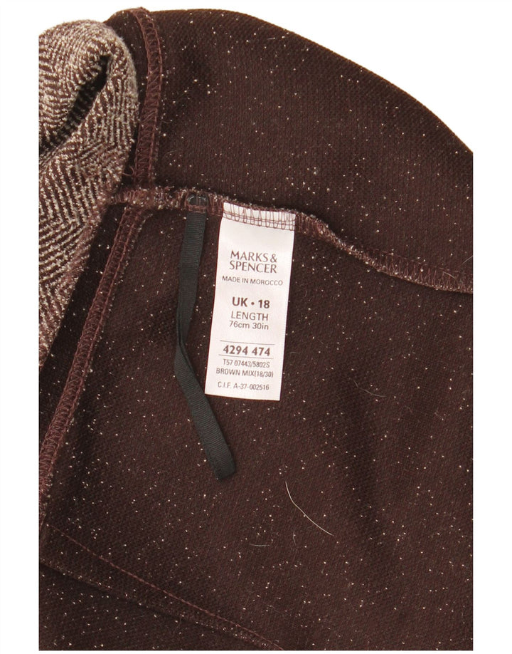 Женская юбка-миди Marks & Spencer UK 18 XL W36 Коричневая полиэстер с узором "в елочку"