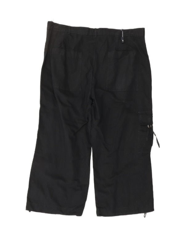 TRUSSARDI Mens Cargo Capri Trousers IT 54 2XL W37 L23 Black Cotton