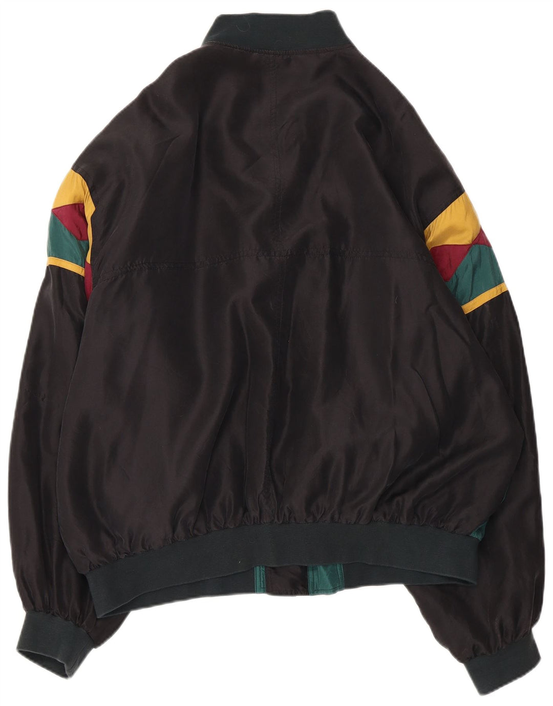 Мужской бомбер JEAN LEGALLI UK 42 XL, зеленый шелк с цветными блоками