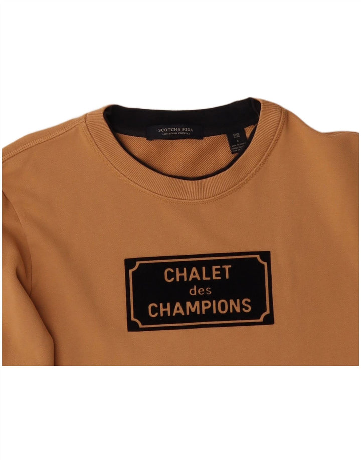 SCOTCH & SODA Mens Sweatshirt Jumper Small Brown Cotton