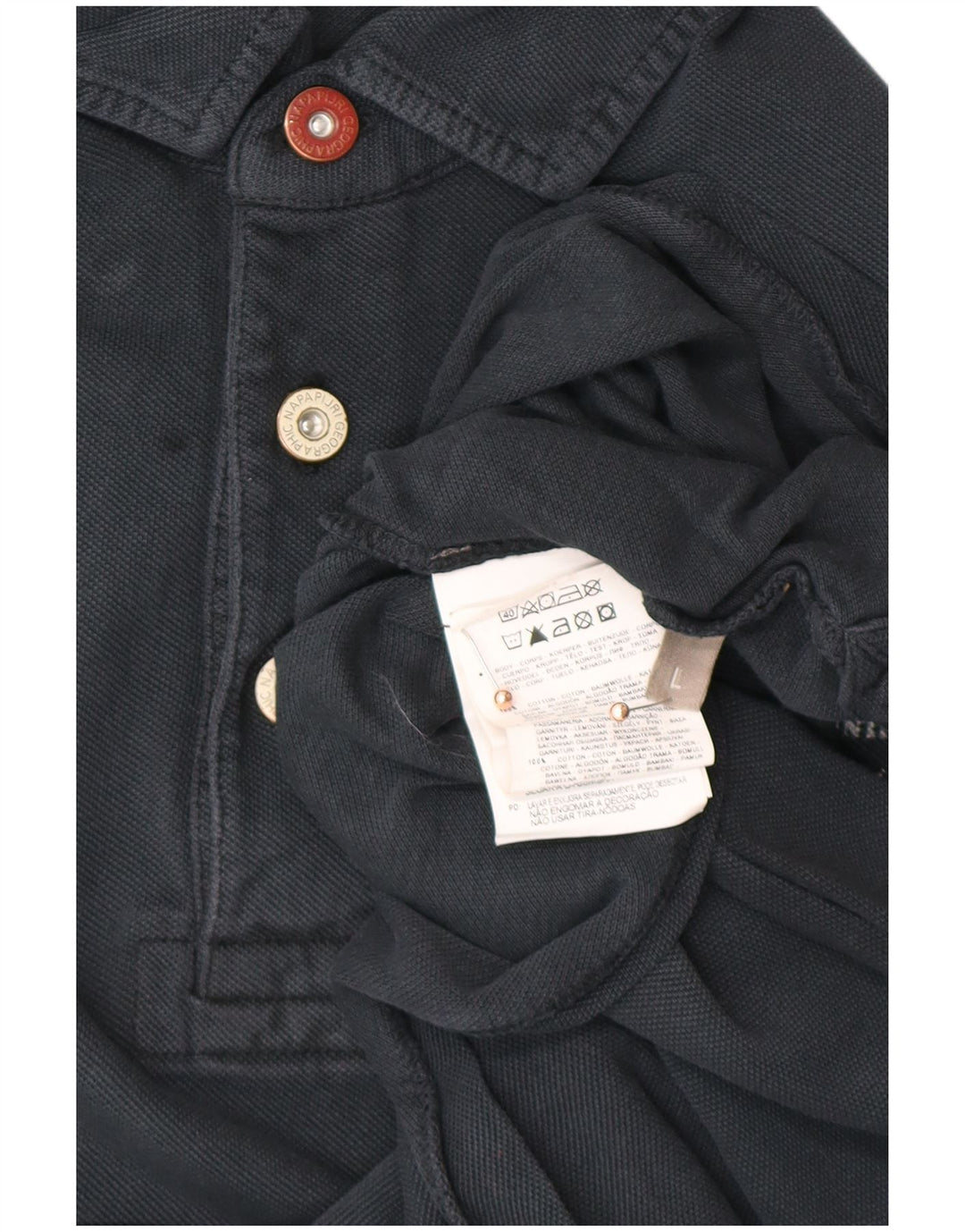 NAPAPIJRI Мужская рубашка поло с графическим рисунком, большая темно-синяя хлопковая рубашка