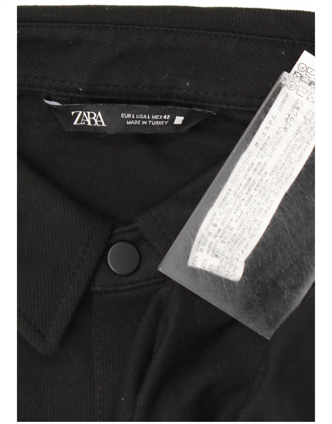Мужская рубашка-рубашка Zara, большая черная полиэстер