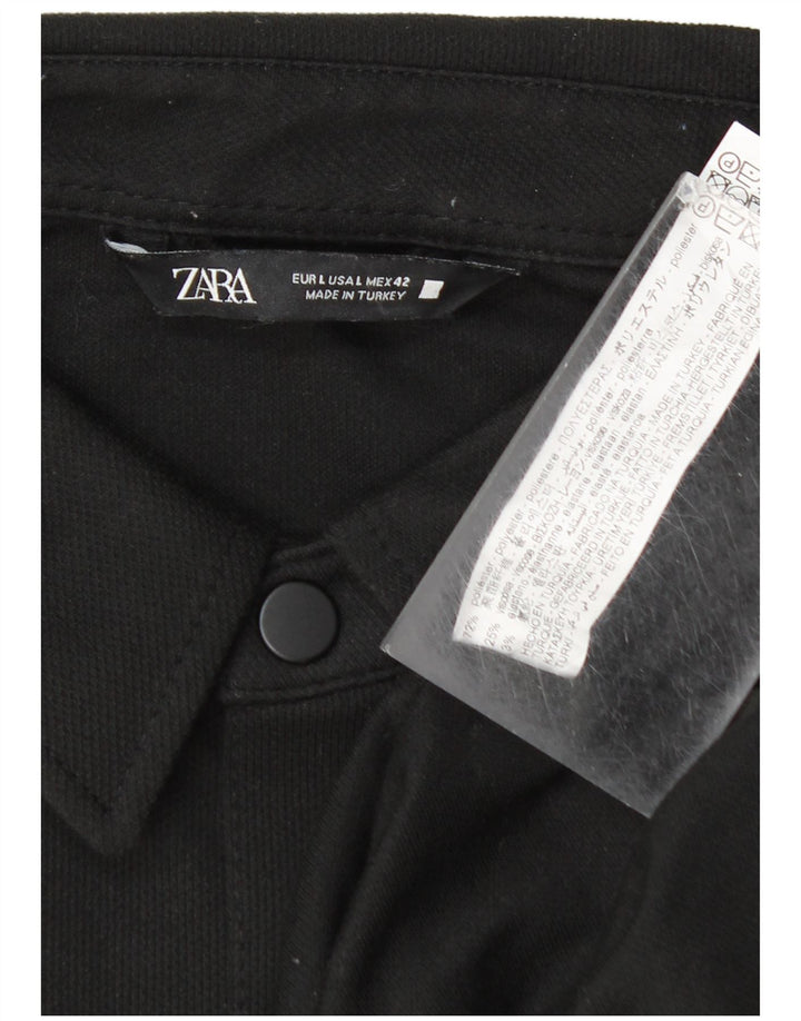 Мужская рубашка-рубашка Zara, большая черная полиэстер