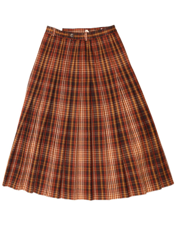 Женская плиссированная юбка с завышенной талией Hammer IT 38 XS W26 Коричневая шерсть в клетку