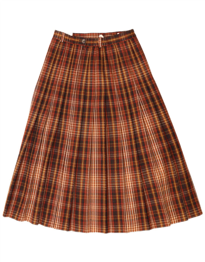 Женская плиссированная юбка с завышенной талией Hammer IT 38 XS W26 Коричневая шерсть в клетку