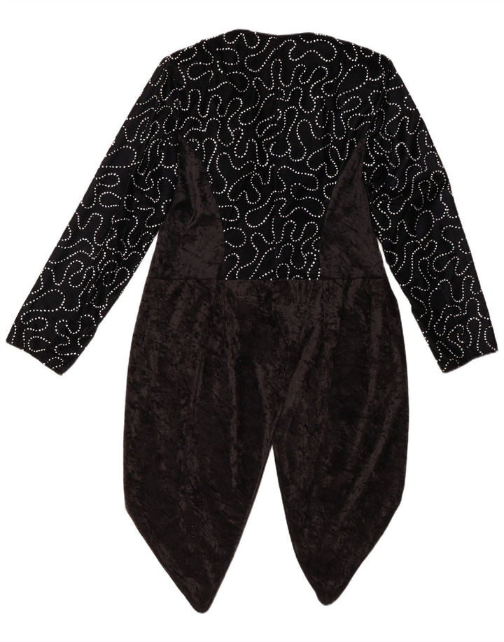 ВИНТАЖНЫЙ женский фрак-пиджак с абстрактным узором IT 42 Средний черный