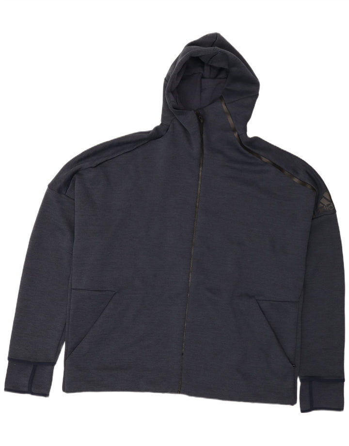 Мужской свитер с капюшоном на молнии Adidas 2XL темно-синий из полиэстера