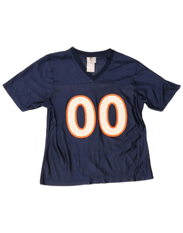 NFL Womens Broncos Graphic T-Shirt Top UK 10 Small Navy Blue Polyester