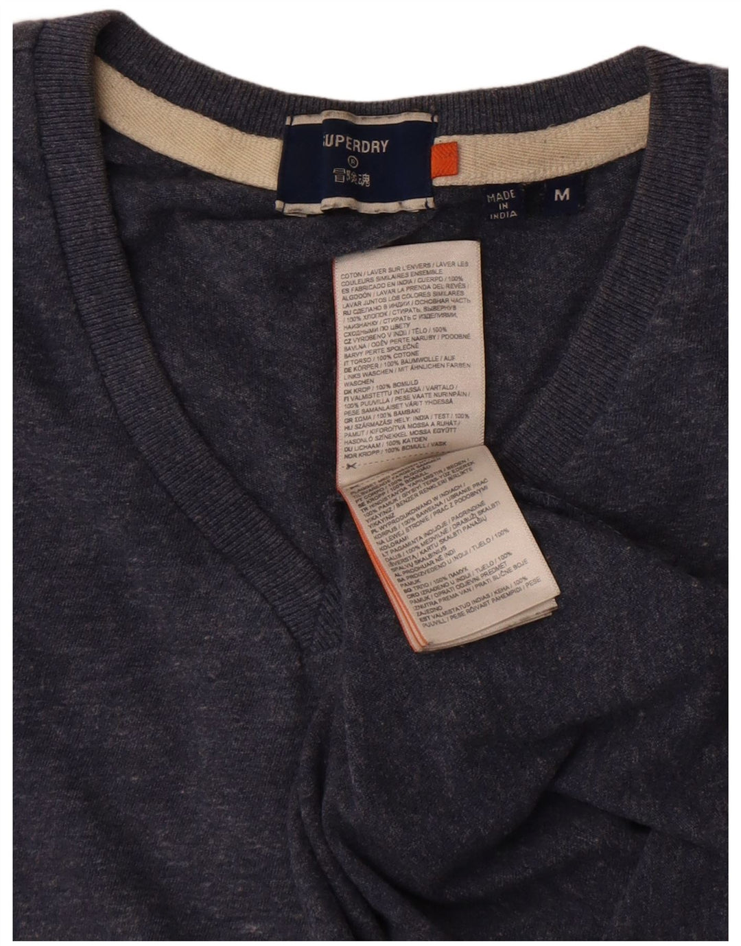 Мужская футболка Superdry Top среднего размера, темно-синяя, хлопок
