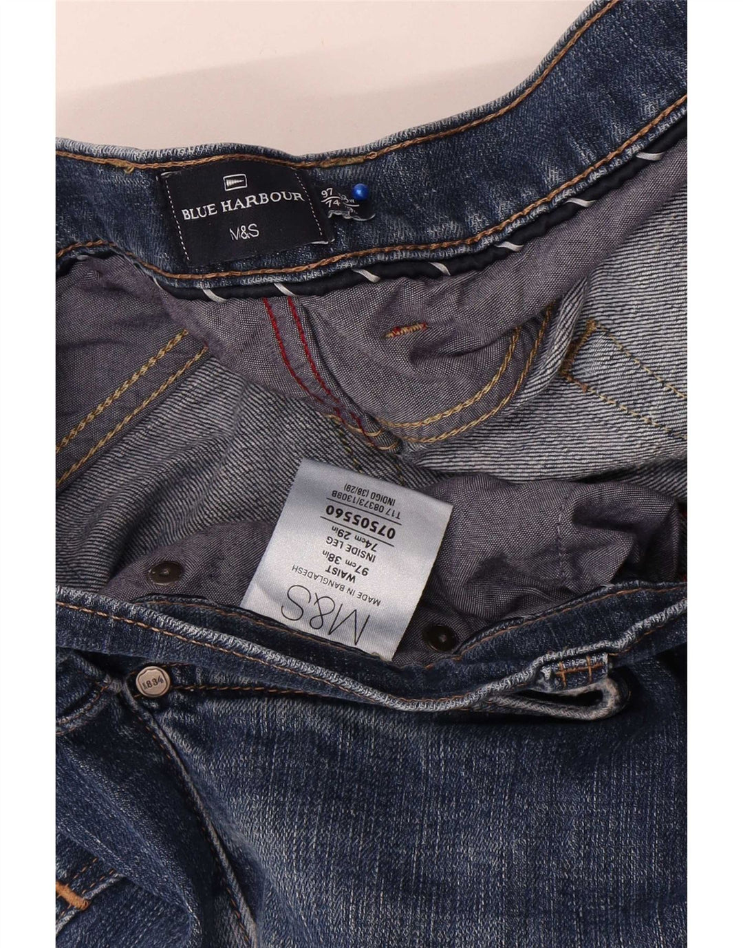 Мужские прямые джинсы Marks & Spencer Blue Harbour W38 L29, синий хлопок