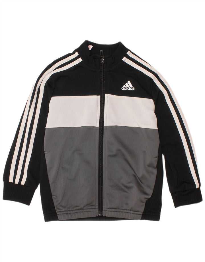 Спортивный костюм ADIDAS для мальчиков, верхняя куртка 4–5 лет, черный полиэстер с цветными блоками
