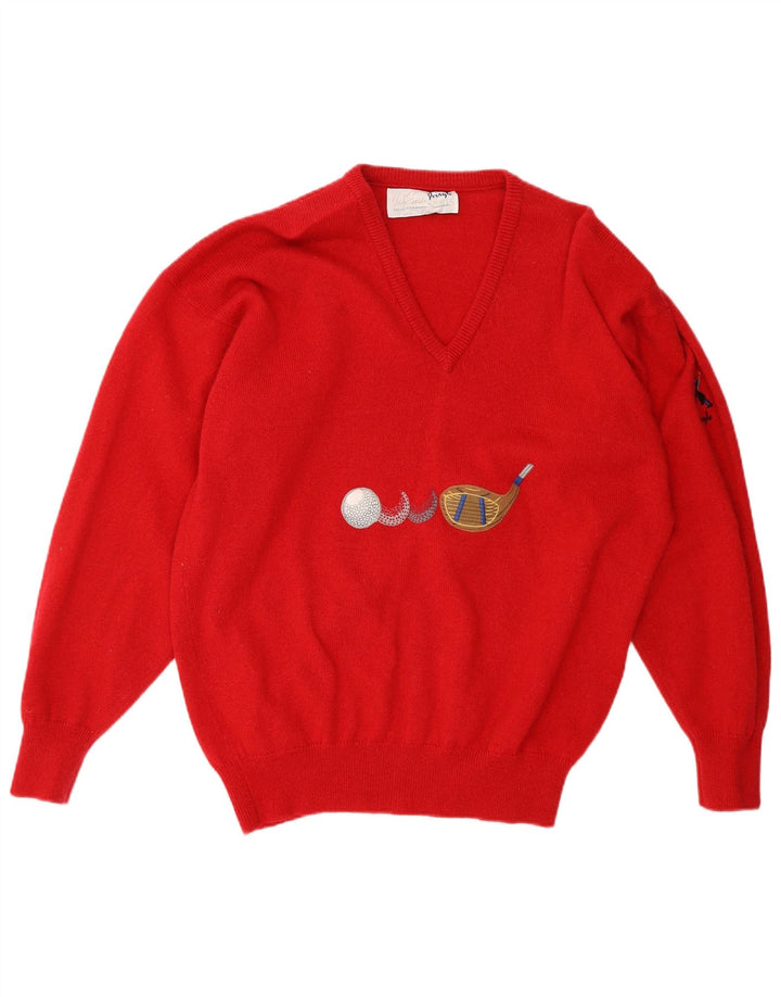 PRINGLE Женский джемпер с v-образным вырезом и рисунком, Великобритания, 18 XL, красная шерсть