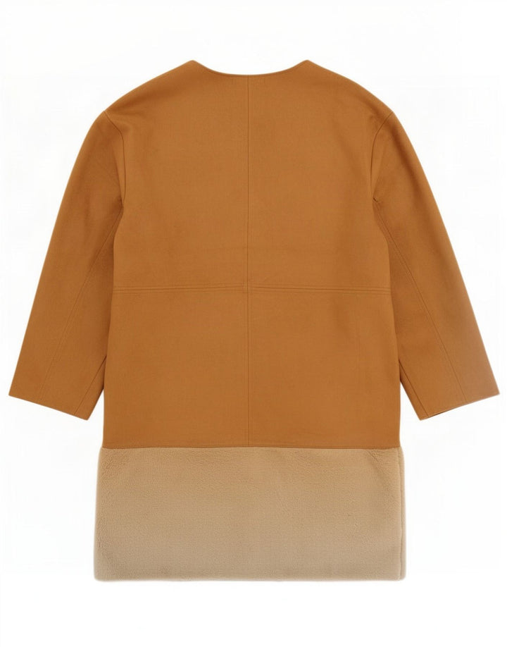 Женское пальто Zara UK 14, средний коричневый цвет, полиэстер с цветными блоками