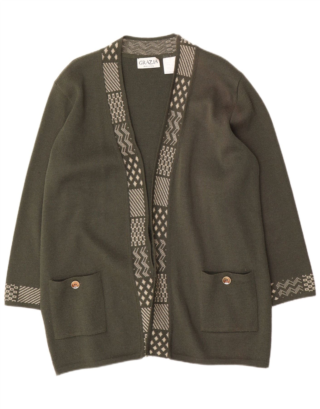 Женский удлиненный кардиган Grazia, США 18, 2XL, хаки, шерсть