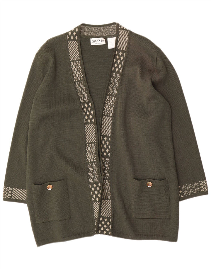 Женский удлиненный кардиган Grazia, США 18, 2XL, хаки, шерсть