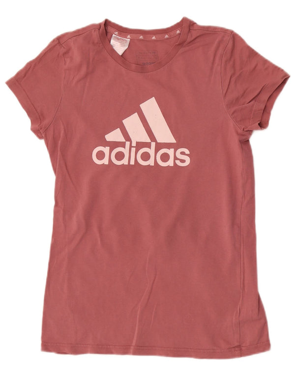 Футболка Adidas с рисунком для девочек, топ 14–15 лет, розовый хлопок