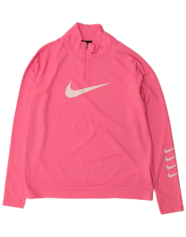 Женский свитер с воротником на молнии NIKE Dri Fit, большой розовый полиэстер, Великобритания 16