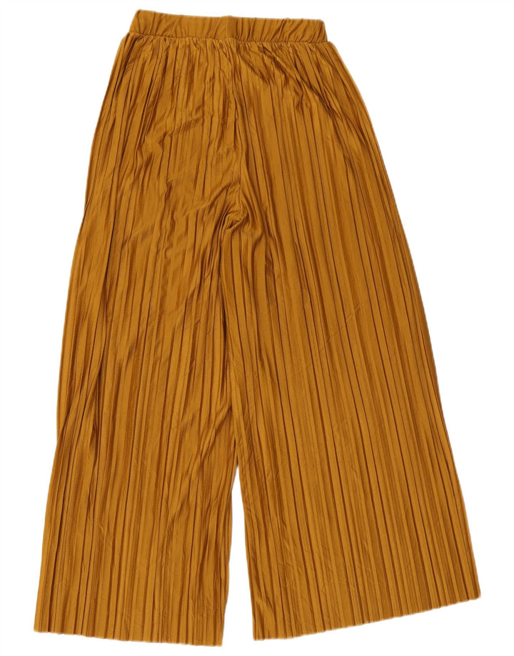 Женские укороченные широкие брюки Zara, маленькие W26 L23, бежевый полиэстер
