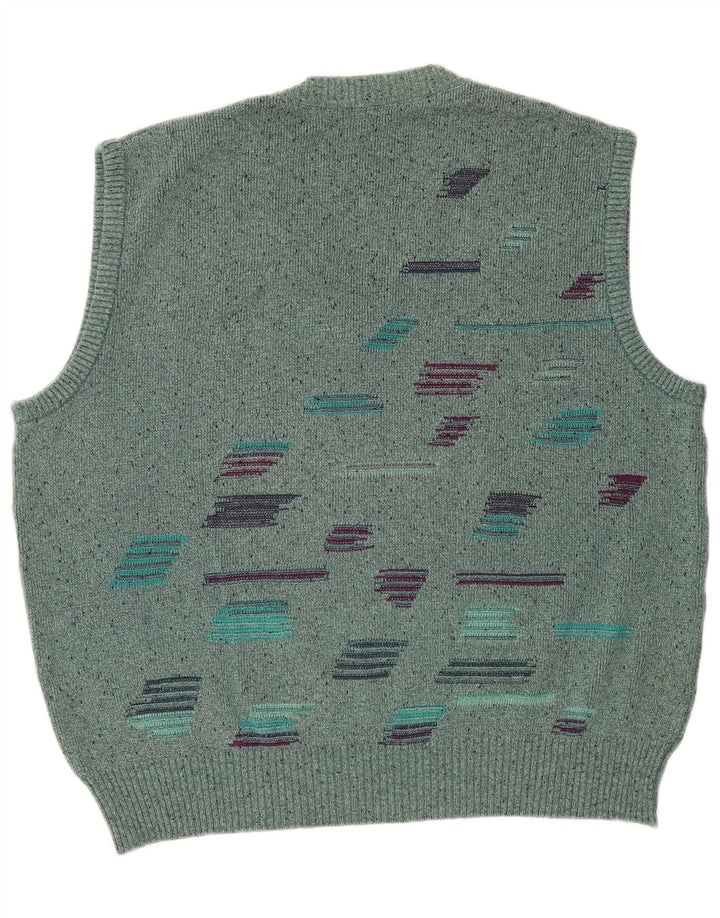 VINTAGE Mens Vest Tank Top XL Turquoise Flecked