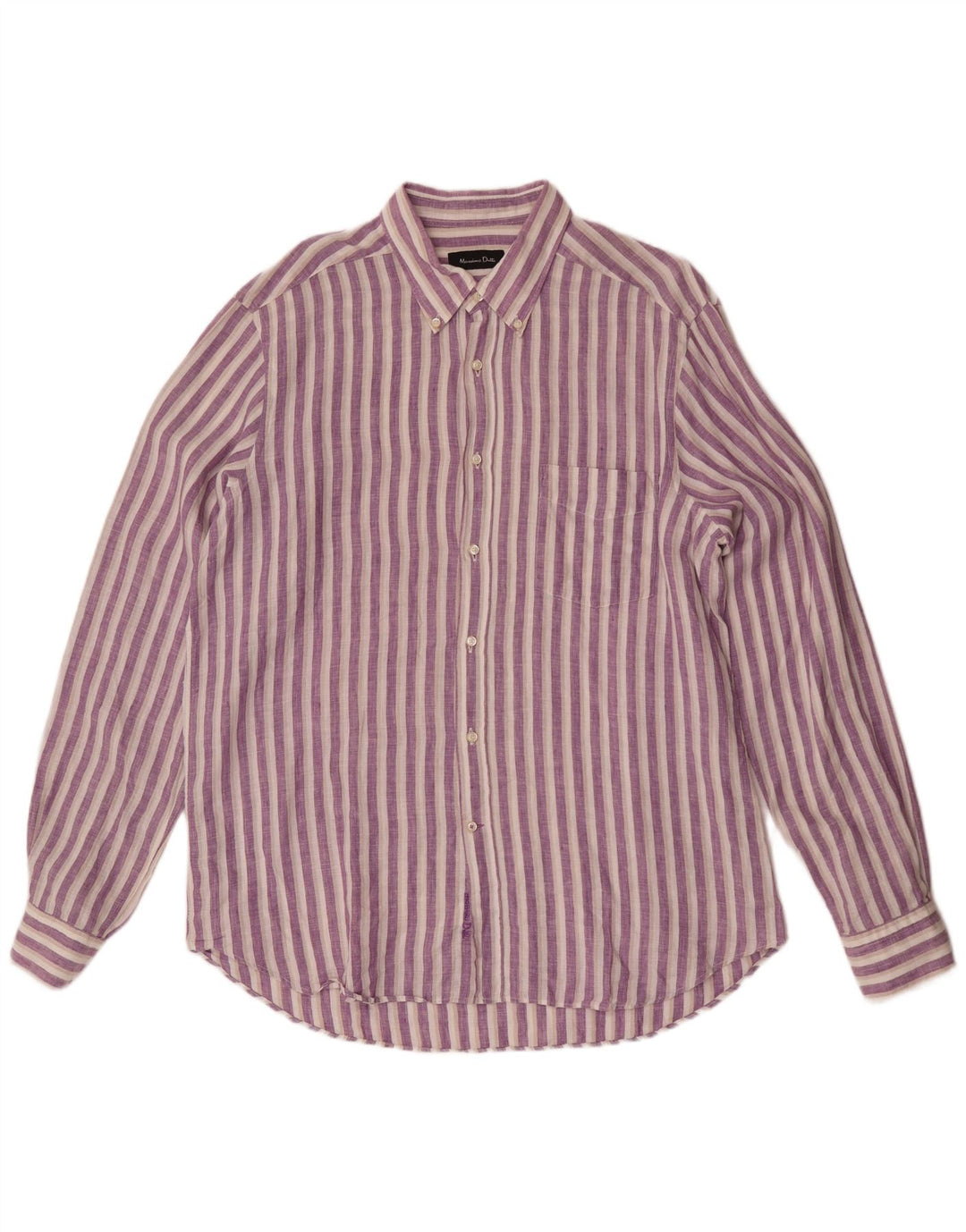 Мужская рубашка Massimo Dutti XL из льна в фиолетовую полоску