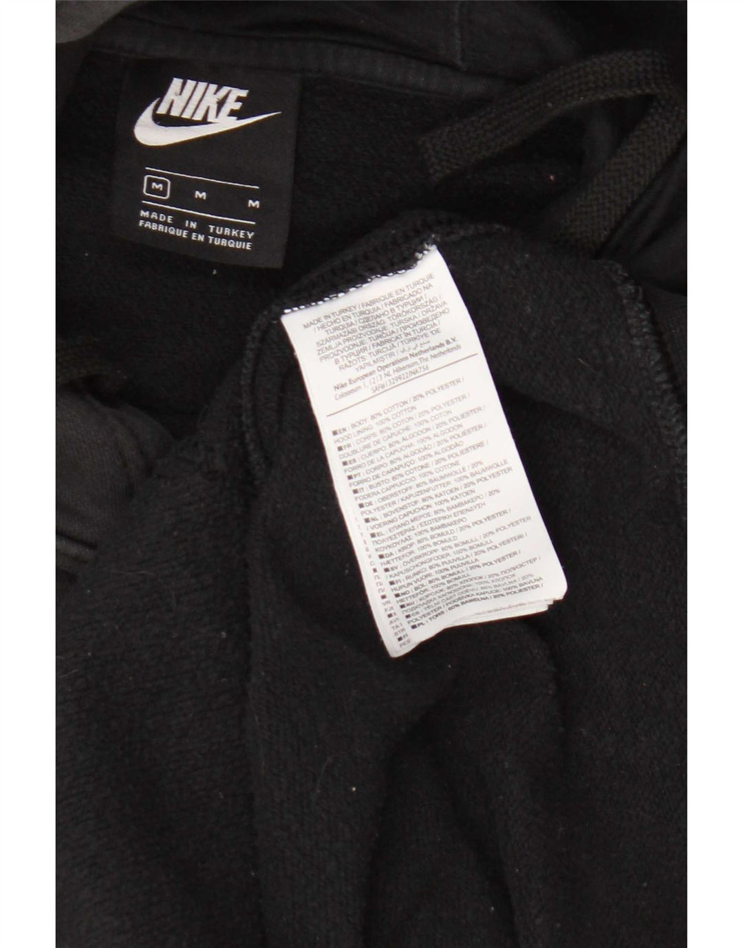 Мужской джемпер с капюшоном с рисунком Nike, средний черный, хлопковый