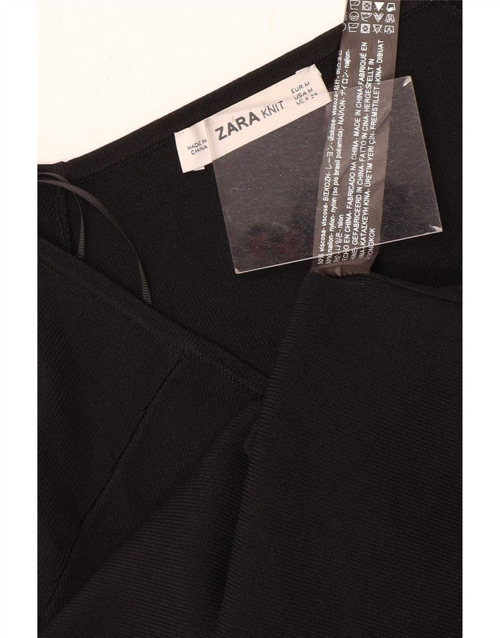 Женский топ Zara с длинным рукавом UK 12, средний черный, вискоза