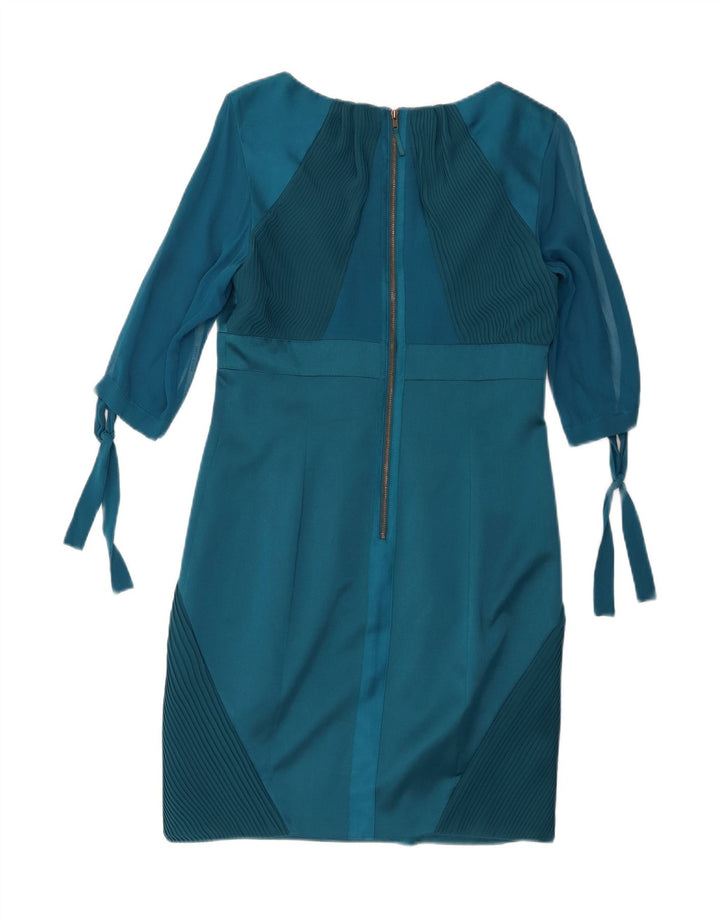 Женское платье прямого кроя с рукавом 3/4 Karen Millen, Великобритания 12, средний синий шелк