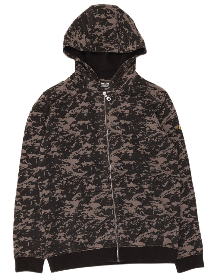 Свитер с капюшоном и молнией Lyle & Scott для мальчиков с абстрактным узором, 15–16 лет, черный
