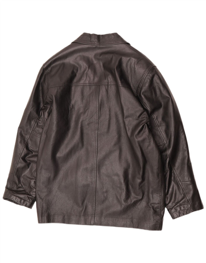 Мужской кожаный пиджак на 3 пуговицах antros UK 40, большой черный кожаный