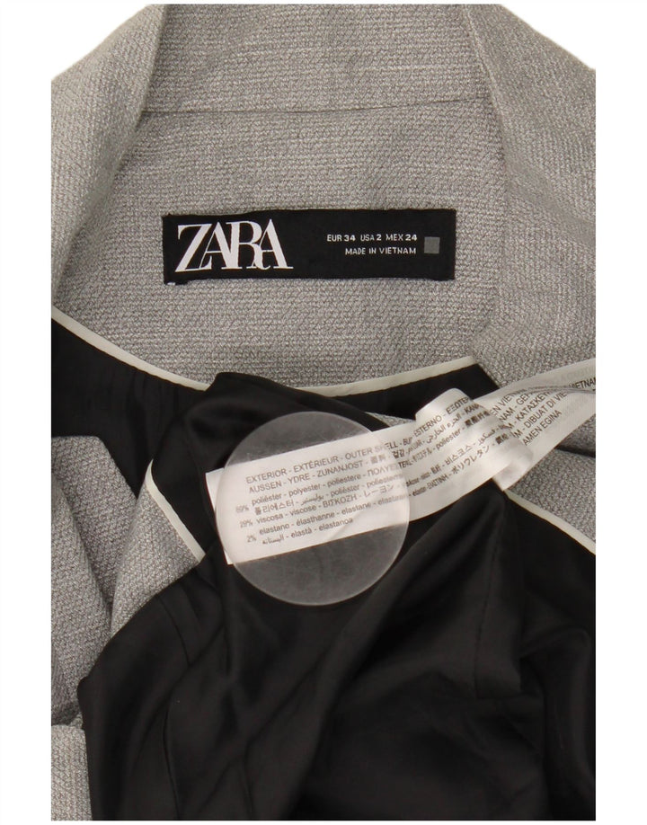 Женский пиджак на 1 пуговице Zara EU 34 2XS, серый полиэстер