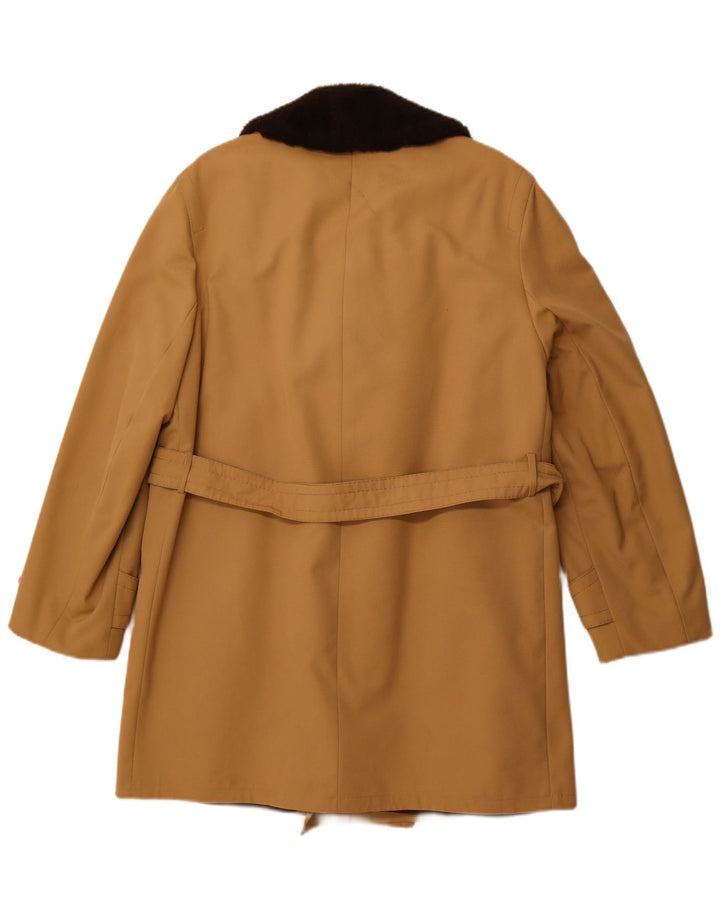 DIOLEN Мужское двубортное пальто из шерпы UK 38 Средне-коричневый Синтетика