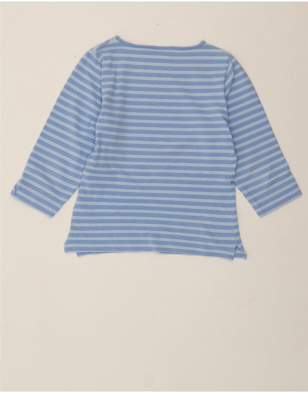 Женский укороченный топ PUMA с рукавом 3/4, Великобритания 14, хлопок средней синей полоски