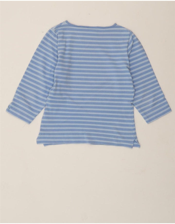 Женский укороченный топ PUMA с рукавом 3/4, Великобритания 14, хлопок средней синей полоски