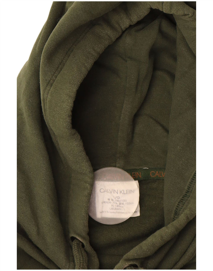 CALVIN KLEIN Женский джемпер с капюшоном оверсайз с графическим рисунком UK 16, большой цвет хаки