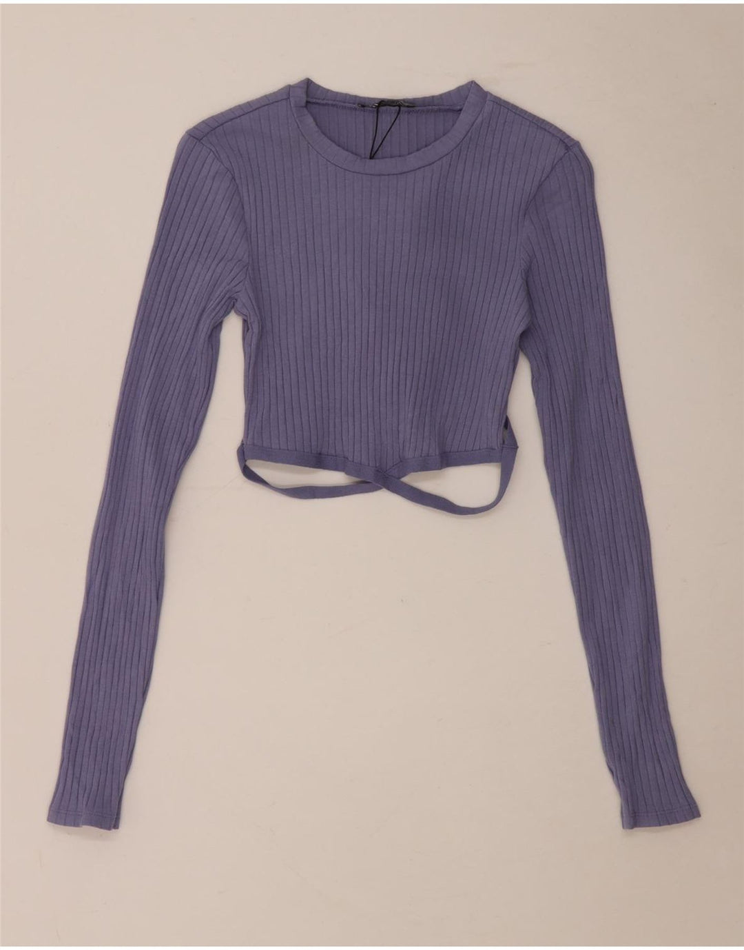 Женский укороченный топ Zara с длинным рукавом UK 10, маленький синий хлопок