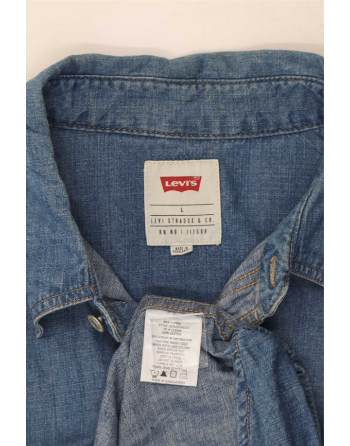 Мужская джинсовая рубашка Levi's, большая синяя хлопковая ткань
