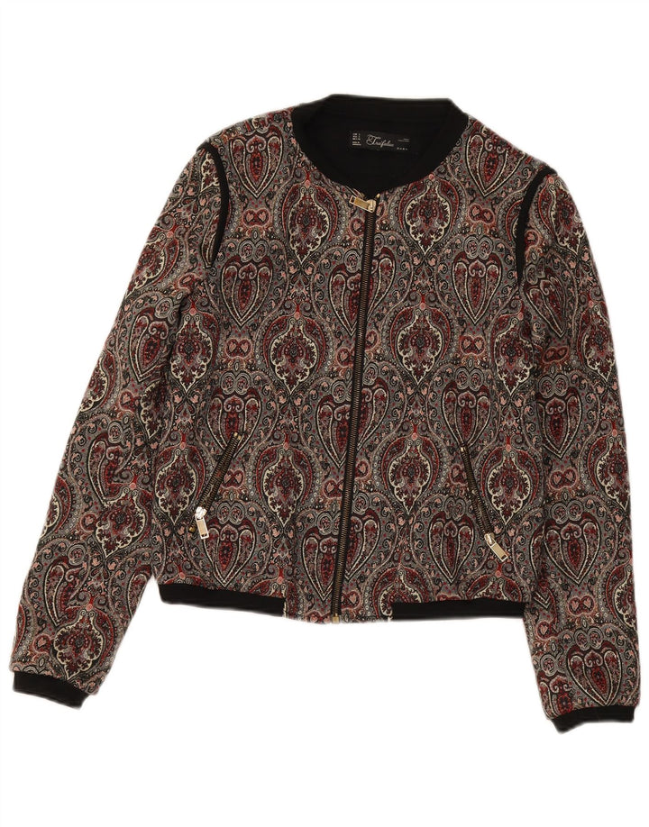Женская укороченная куртка-бомбер Zara UK 10, маленькая, разноцветная, с пейсли