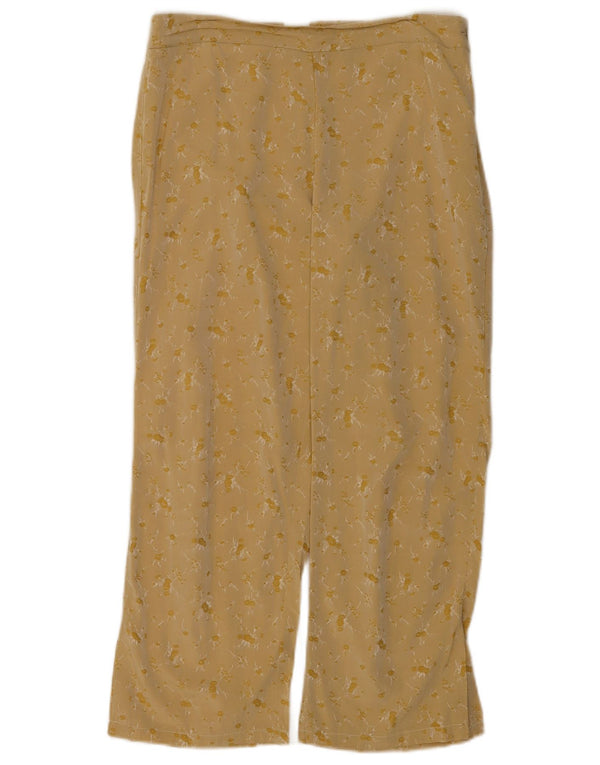 Vintage Womens Straight Cropped Trousers IT 46 Large W30 L24 Yellow Floral