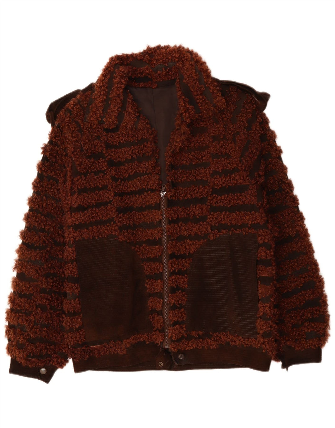 Женский бомбер VINTAGE UK 16, большой размер в коричневую полоску